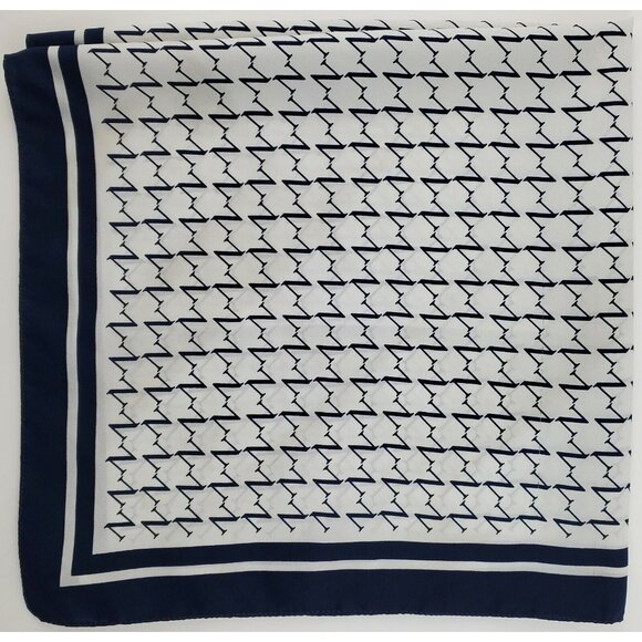 Blue White Scarf Letter N Polyester Square Morsley New York 26" Square Vintage - Picture 1 of 10